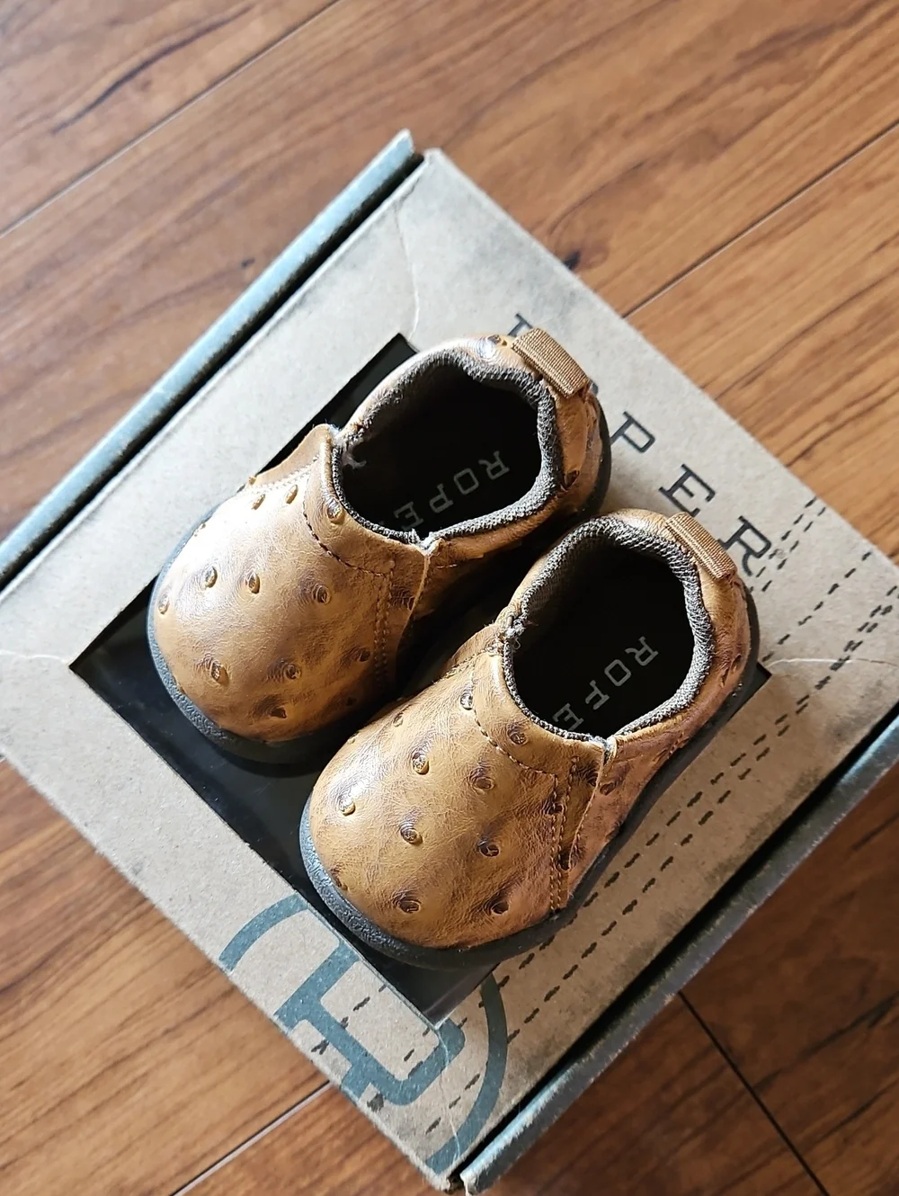 Cowbaby Leather Upper And Sole Boot Roper Toddler Brown Slip-On Shoes